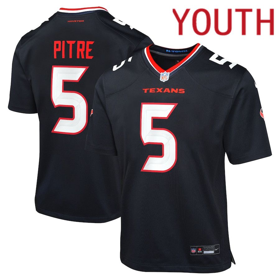 Youth Houston Texans 5 Jalen Pitre Nike Navy Game NFL Jersey
